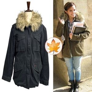 Denim & Supply • Cotton Chino Field Cargo Jacket Washed Black M ASO Emma Watson